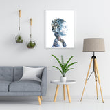 Lion Flower art print framed on a living room wall with plants and minimalist modern style furnishings