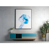 Ocean Dreams print in an extra large frame in a modern glamour industrial style living room setting